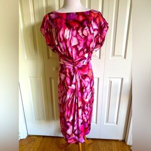 BADGLEY MISCHKA Fuchsia Floral Cocktail Dress 8 EUC